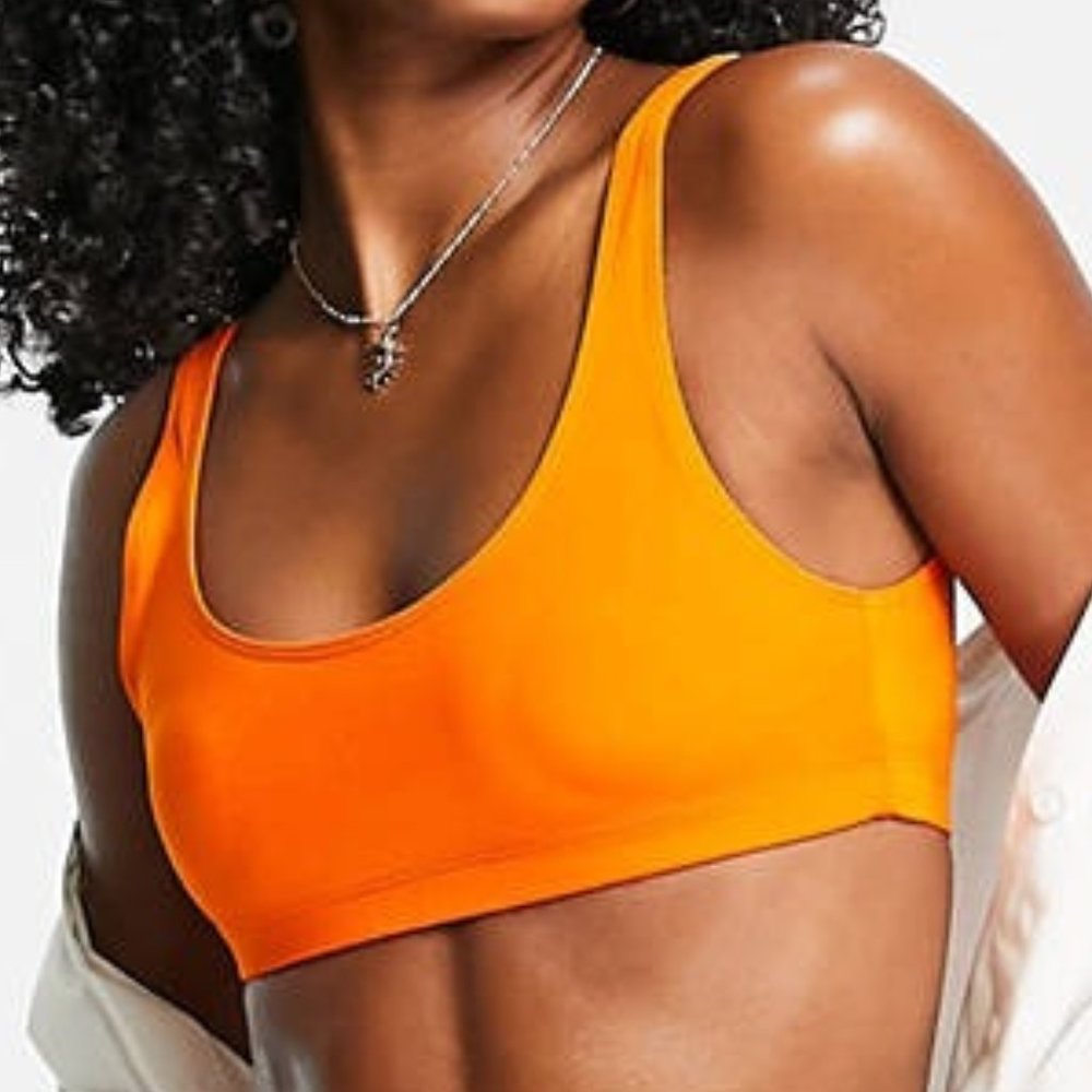 Monki Bright Orange Bikini Top Size XS NWT